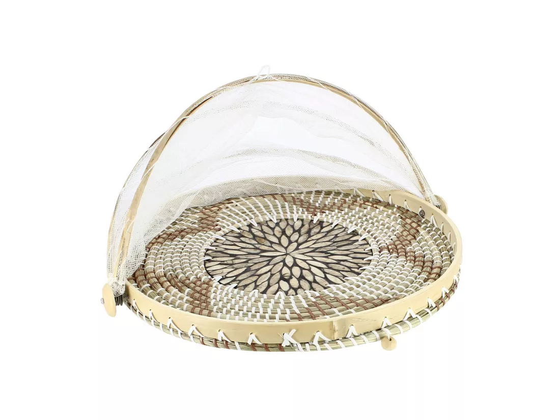 Now's Home - Plateau Rond Cloche Garde Manger Nacre Diametre 40cm Kos
