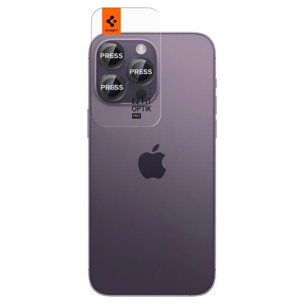 Spigen iPhone 14/15 Pro & Pro Max Kameralinsebeskytter GLAS.tR EZ Fit Optik Pro 2-pak Sort