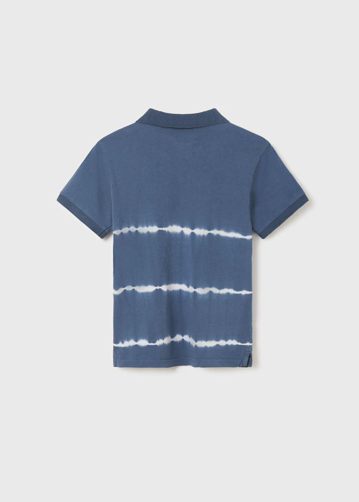 Camisa polo tie-dye infantil com estampa em algodão.