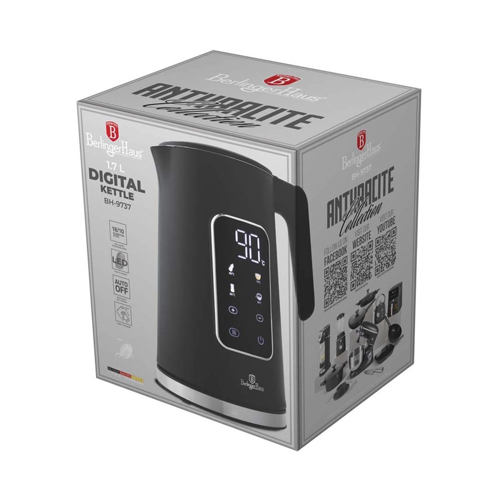 Berlinger Haus Wasserkocher 1.7L mit Digitalanzeige Anthracite Collection