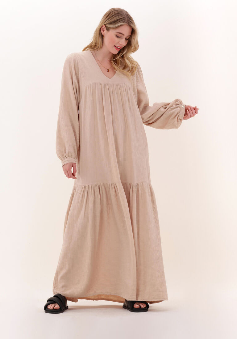 BY-BAR beige by-bar maxi jurk rosa doppia dress