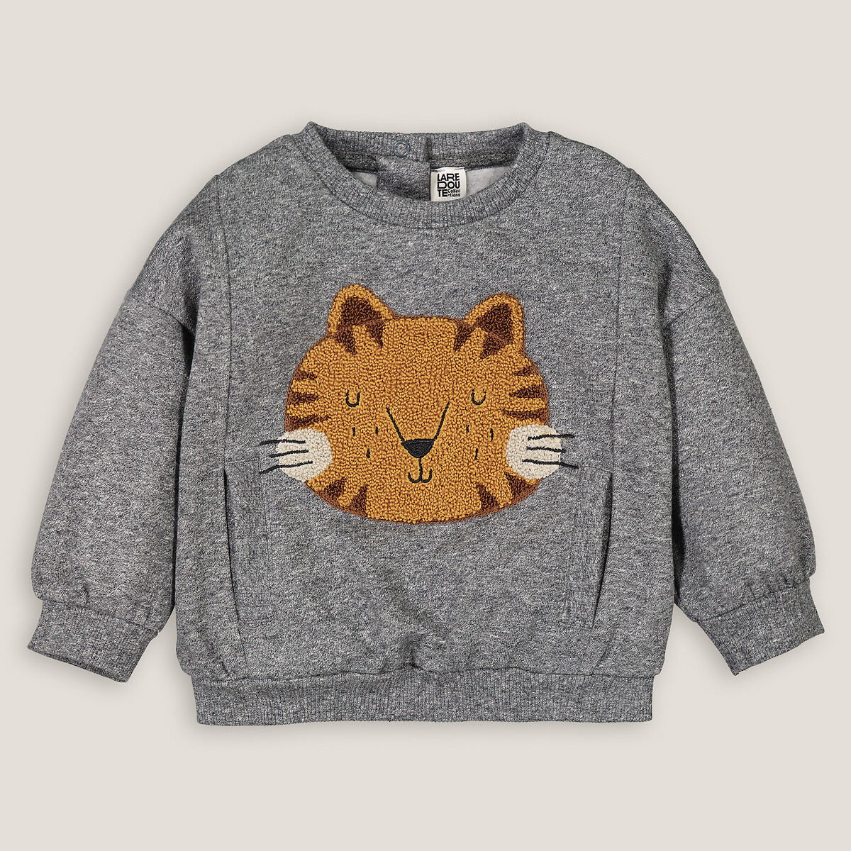 COLEÇÕES LA REDOUTE<br>Suéter de gola redonda em fleece com estampa de tigre