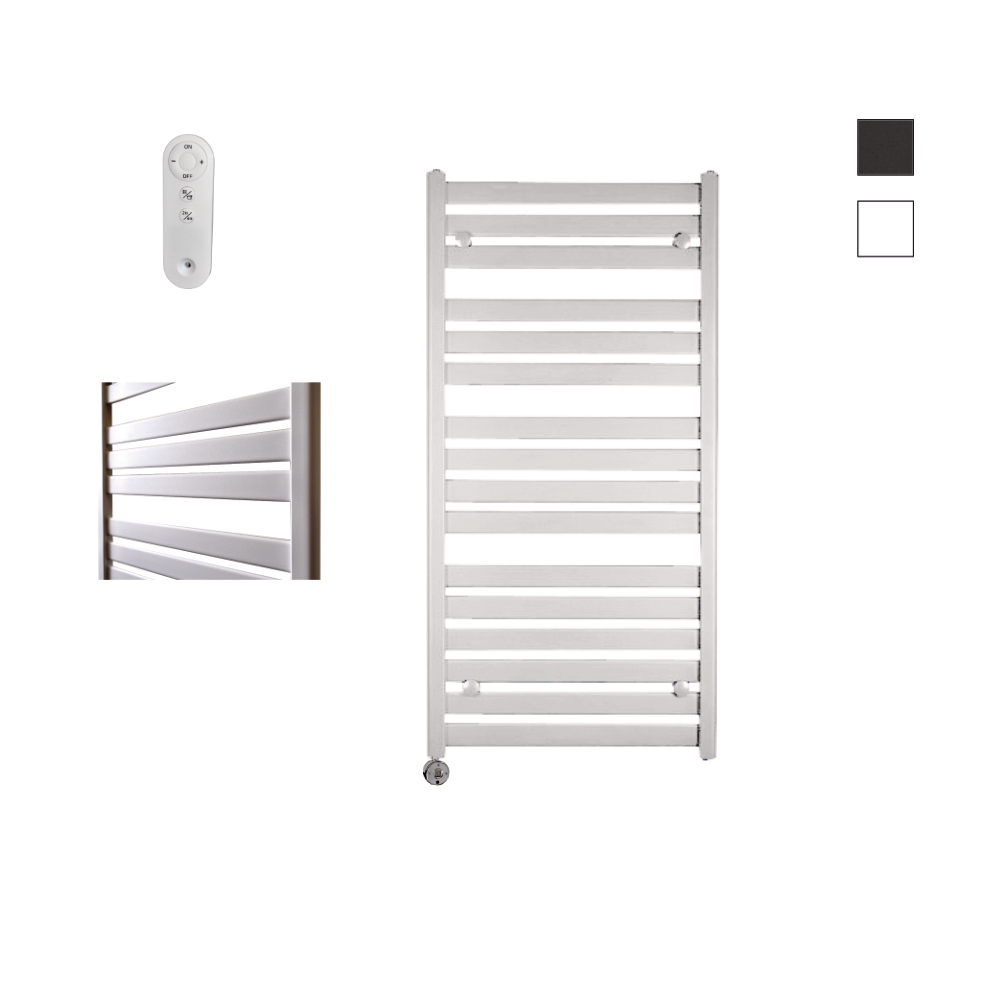 Sanicare Moda elektrische radiator 60x120cm wit mat met afstandsbediening en thermostaat chroom linksonder