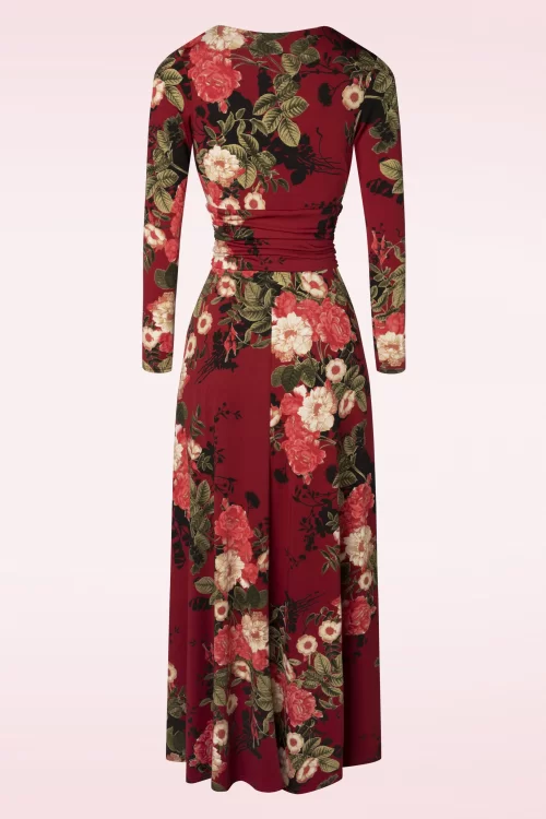 Vintage Chic for Topvintage Maribelle overslagmaxi-jurk met bloemen in rood