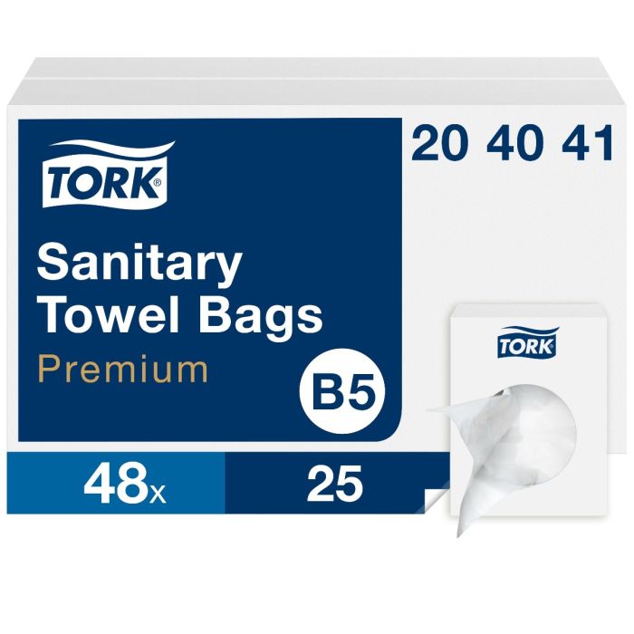 Tork 204041 1200st Damesverbandzakjes wit B5 95x32x135mm a 1200 stuks (204041)