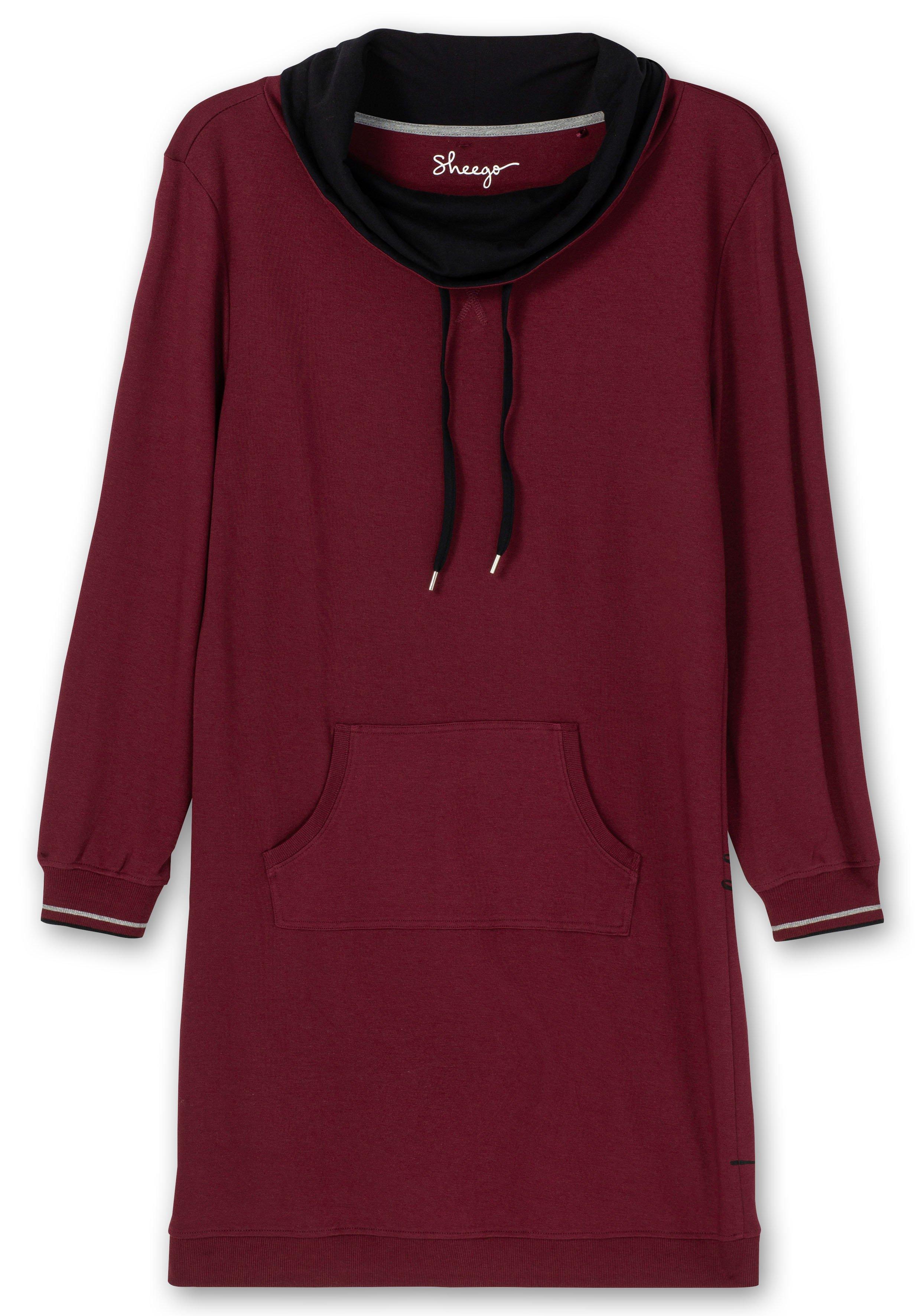 Jerseykleid mit Umlegekragen und Kängurutasche