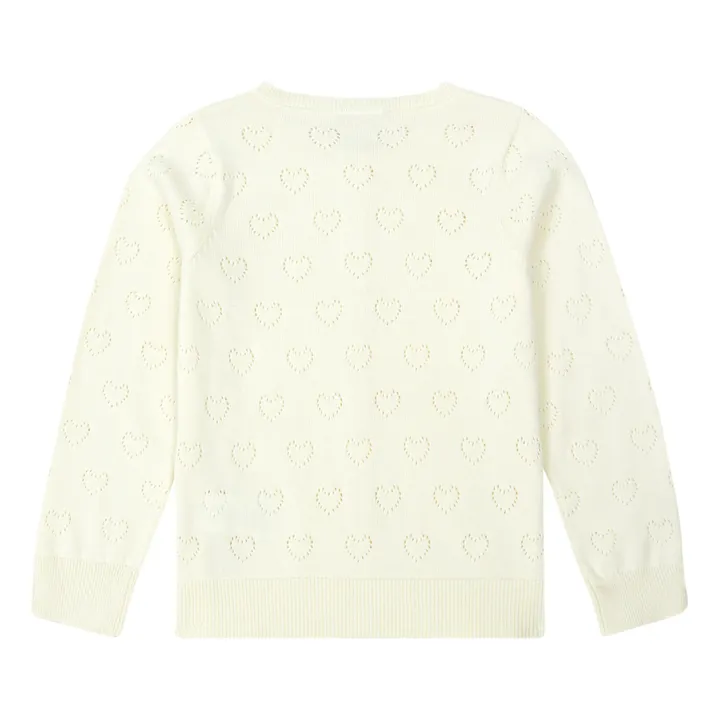 Bonton Cardigan Coton Bio Cœurs Ajourés | Ecru