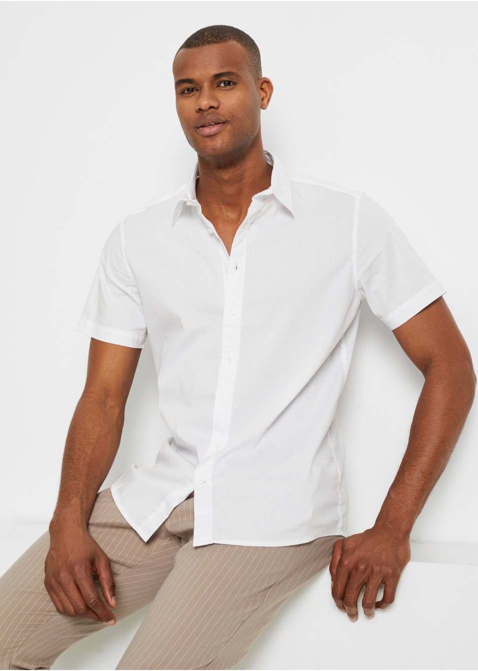 Stretch overhemd met korte mouwen, slim fit