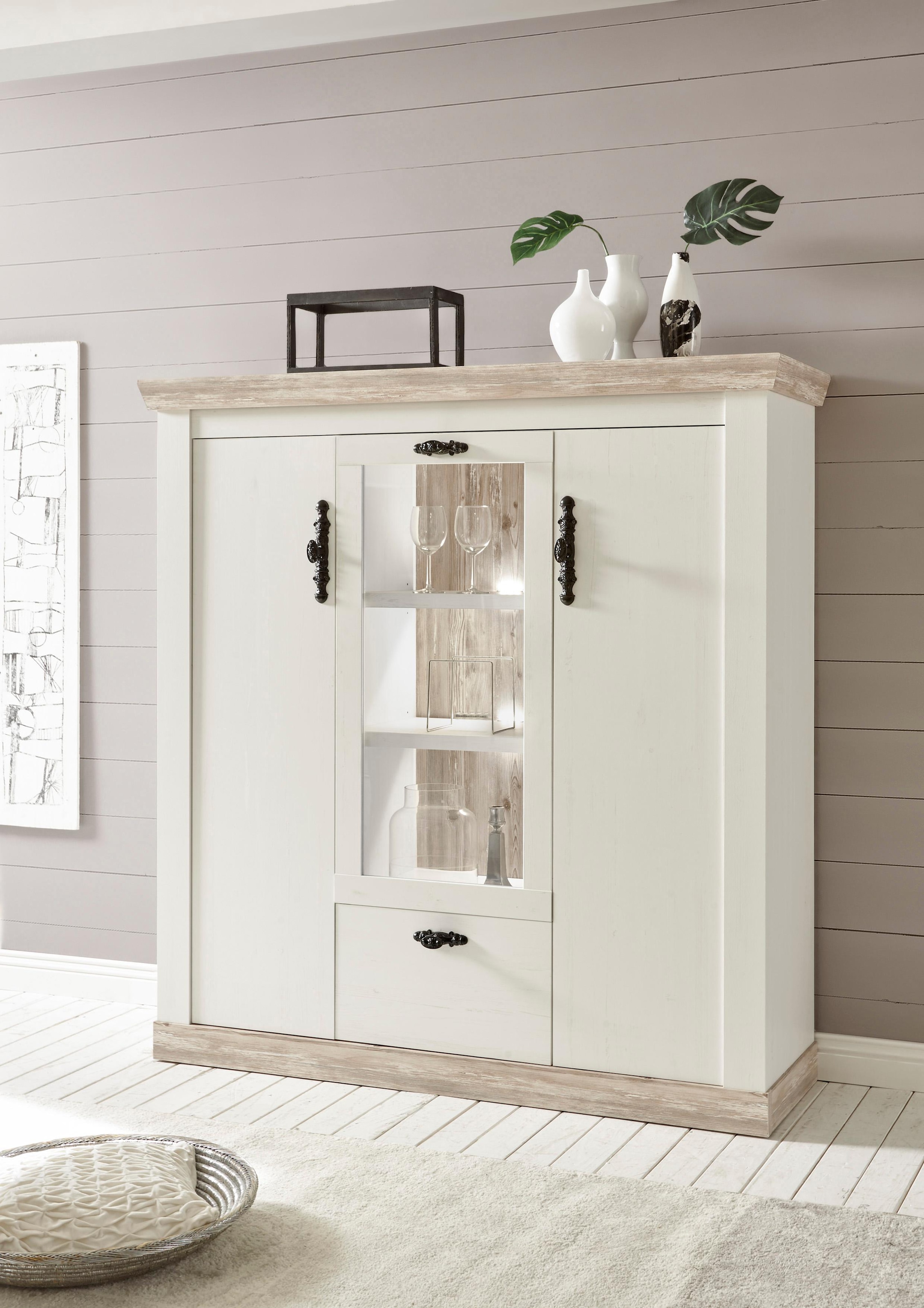 Home affaire Highboard »Florenz« im romantischen Landhaus-Look, Breite 140 cm