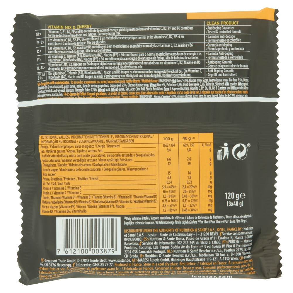 Isostar High Energy Sportreep Multifruits3 x 40 gr