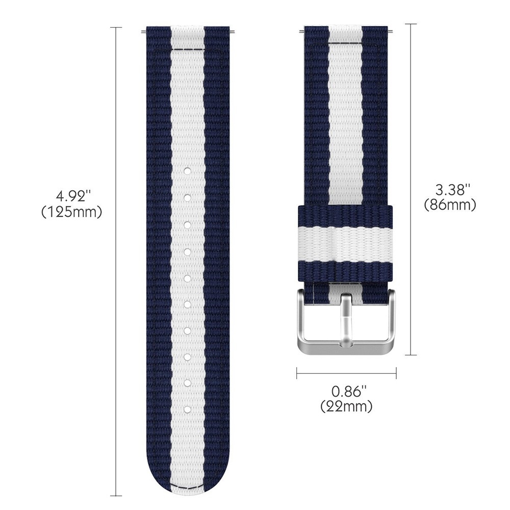 Samsung Galaxy Watch 46mm / Gear S3 Classic / S3 Frontier Ersatz Stoff Armband - Dunkelblau / Weiss