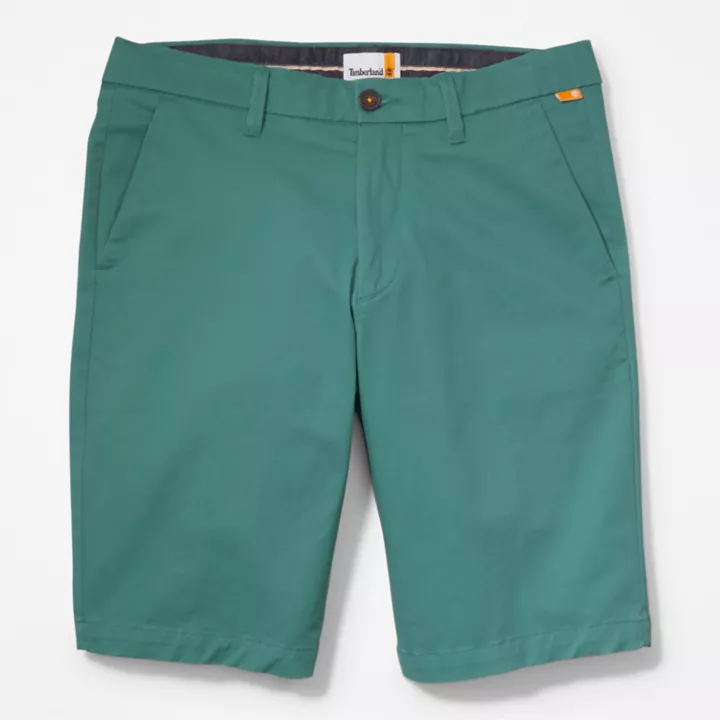 Short chino en sergé extensible pour homme en bleu sarcelle
