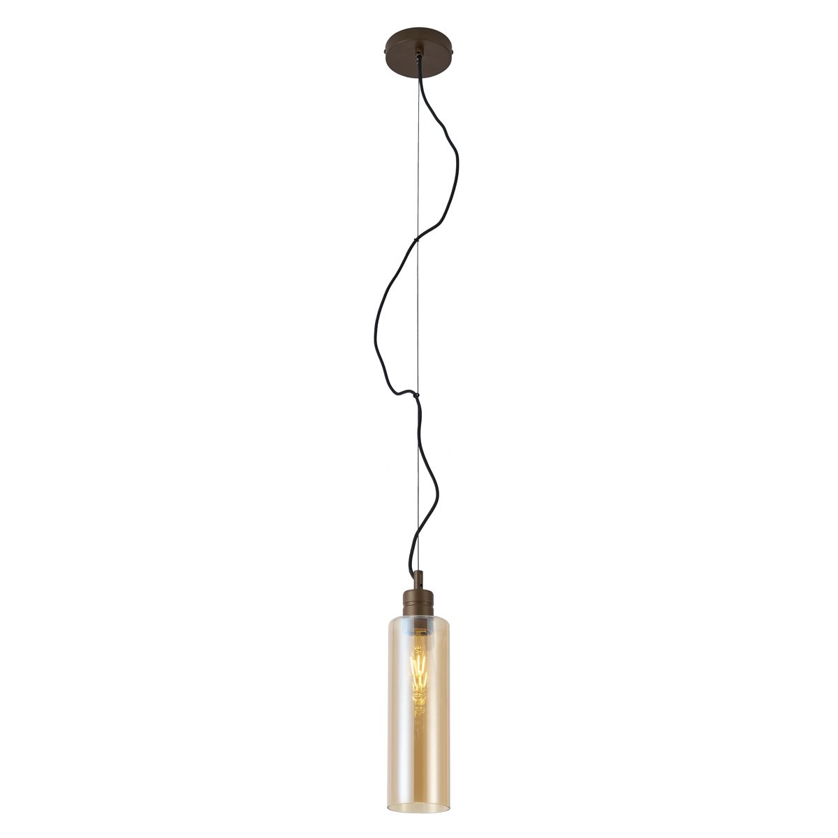 Hotel Chique hanglamp donker brons met amber glas - Stavelot