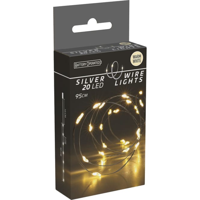 20er LED Lichterdraht - ca. 95 cm - silber