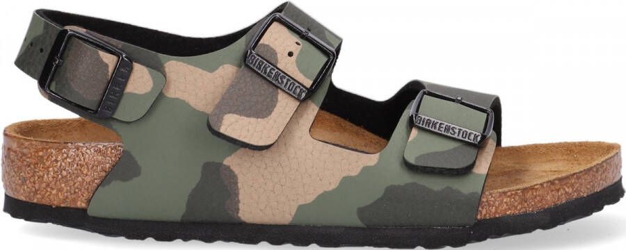 Birkenstock Milano Kids Sandalen Desert Soil Camouflage Khaki Narrow fit | Groen | Imitatieleer