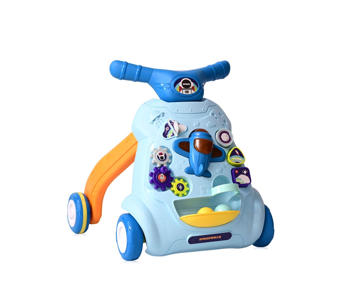 Lorelli Lauflernwagen Space Musik Licht zwei Bälle verschiedene Formen Zahnräder blau