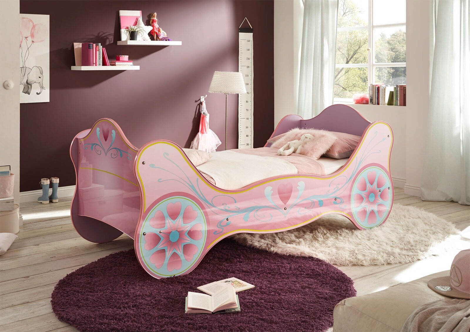 Autobett Sissy 94x90x213 lila Kutschendesign Fotodruck