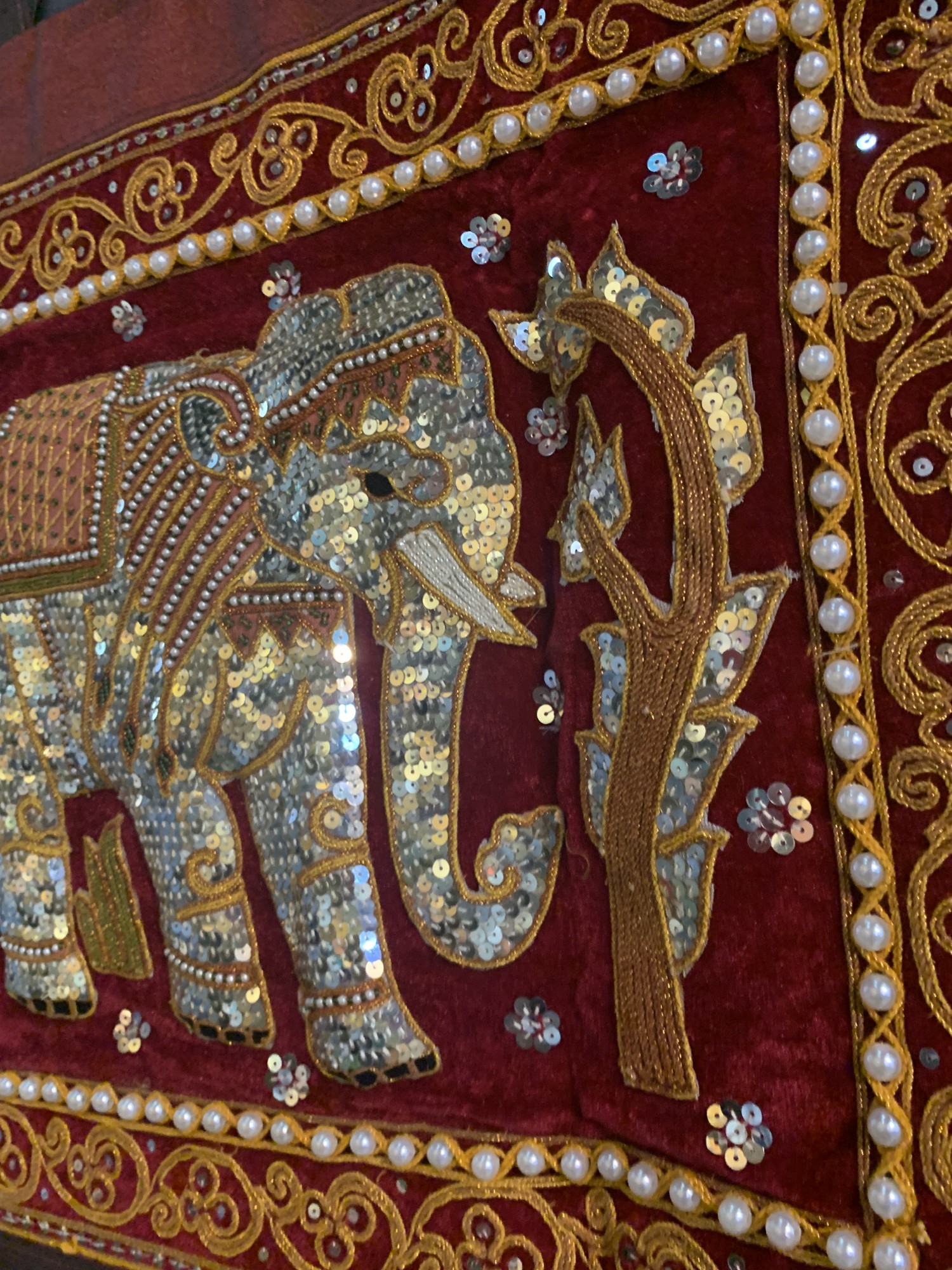 Textil-Wandbild 'Elefant', rot, multicolor, H 52 cm, B 68 cm von fischer's lagerhaus