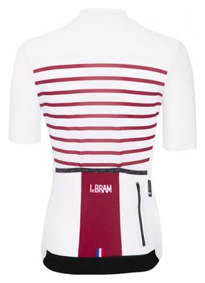 Produit Reconditionné - Maillot Manches Courtes Femme LeBram Ventoux Blanc Bordeaux Coupe Ajustée