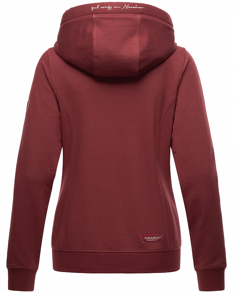 NAVAHOO Damen Kapuzensweatshirt Sportlicher Zip-Hoodie mit Dicken Tunnelzugkordeln Engelshaar