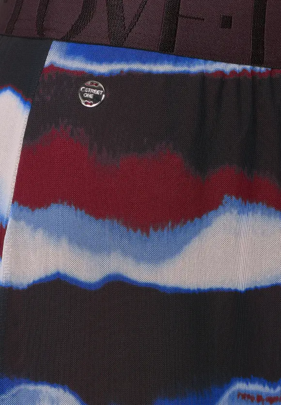 Midi Meshrock mit Print - dark foxy red