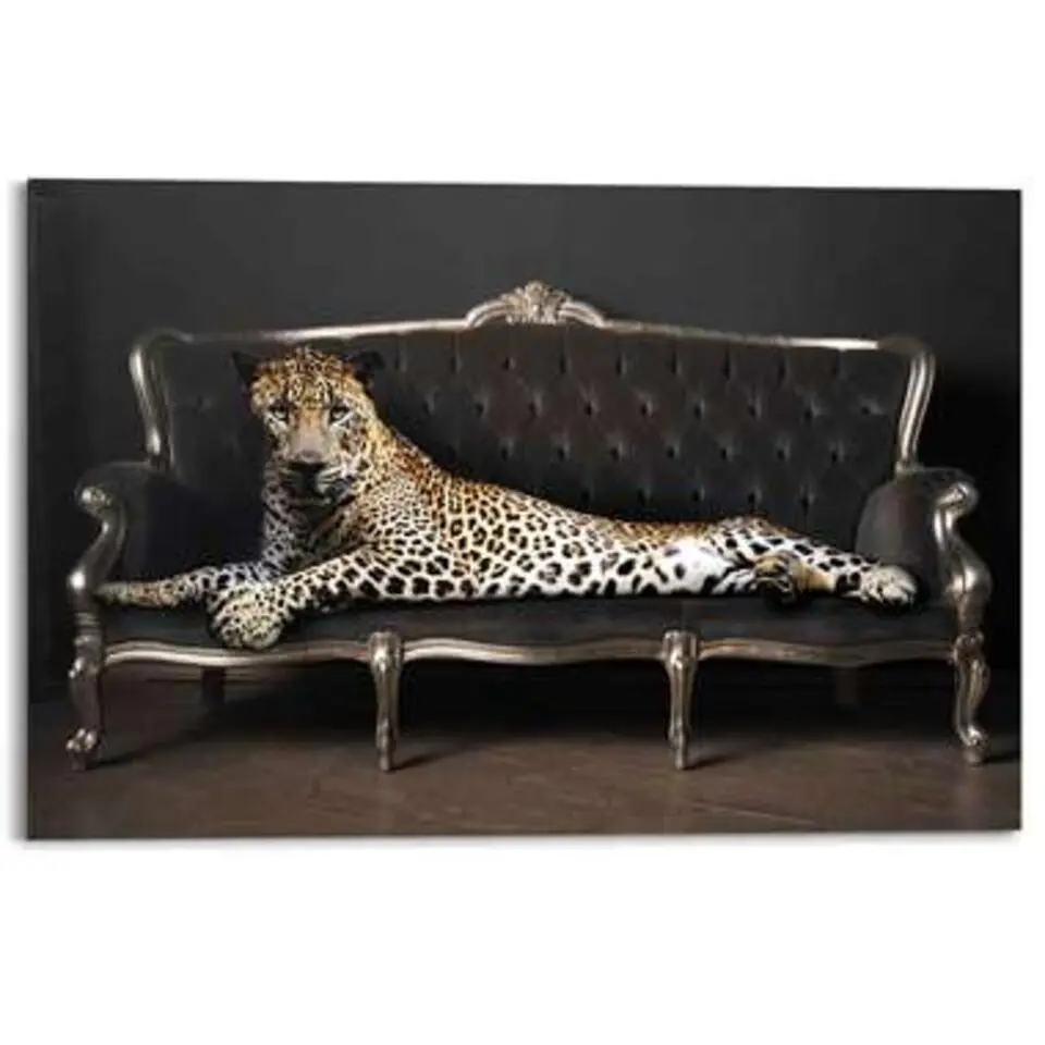 Schilderij Luipaard Chique - 60x90cm - Zwart