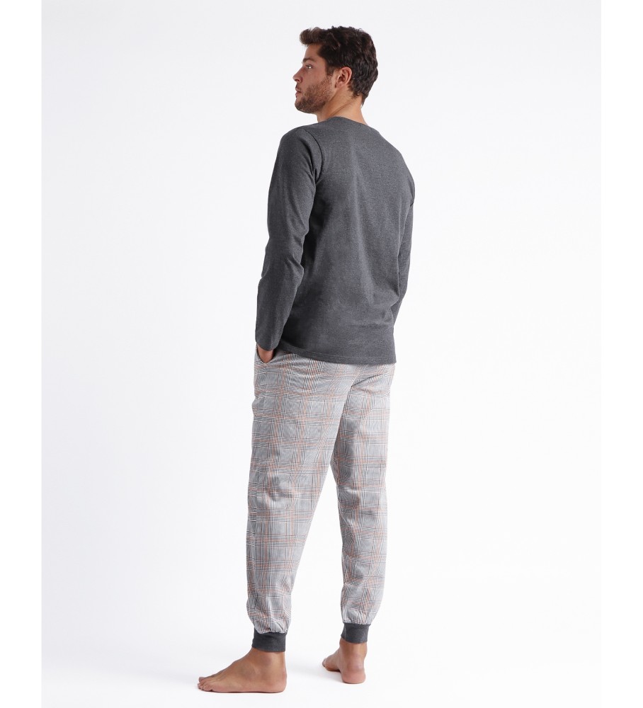 Pijama de manga comprida Admas Gray Bulldog com carcela.