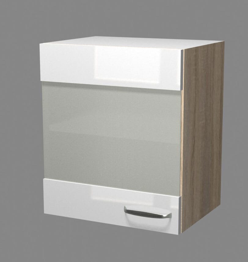 Glas-Hängeschrank Valero Weiß/Braun 50 x 54 x 32 cm