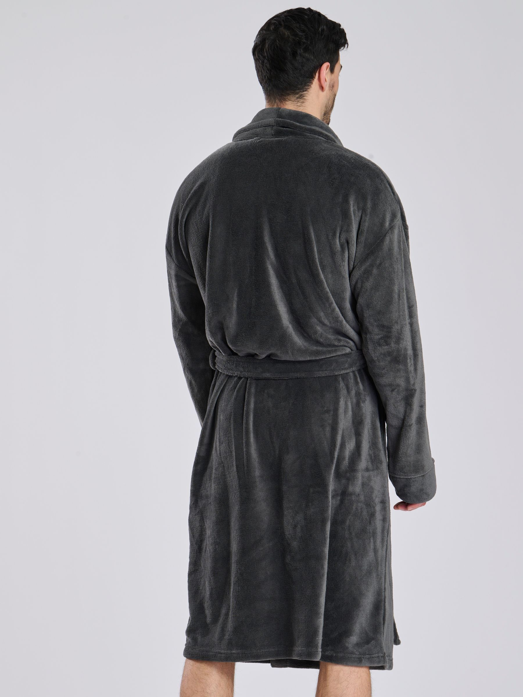 Grijs - Loungeable Fleece Shawl Collar Dressing Gown