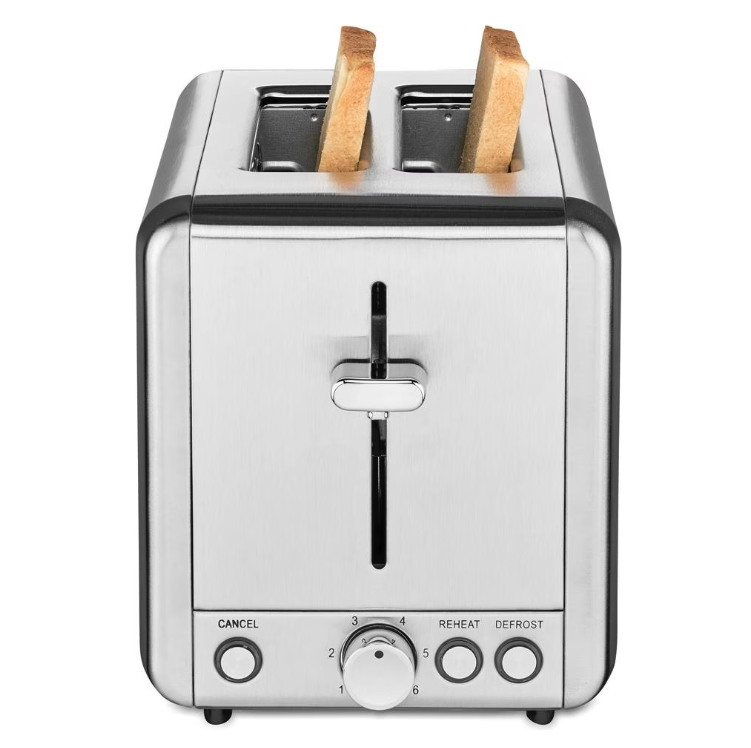 (28x19cm) Steel Toaster Typ 8002 Brotröster für 2 Scheiben mit Auftaufunktion / Warmhaltefunktion (92011) - Silber
