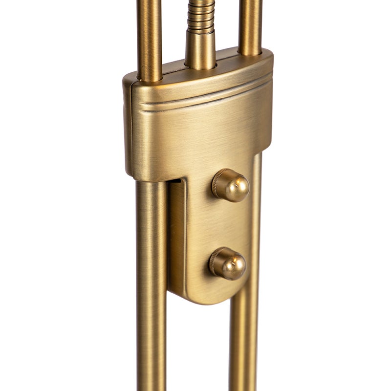 QAZQA - Moderne bronzen vloerlamp | Staande lamp | Lamp | Lamp met leeslamp incl. LED en dimmer - Diva 2 Dimmer | Dimbaar | Woonkamer | Slaapkamer | Uplighter - Rond staal |