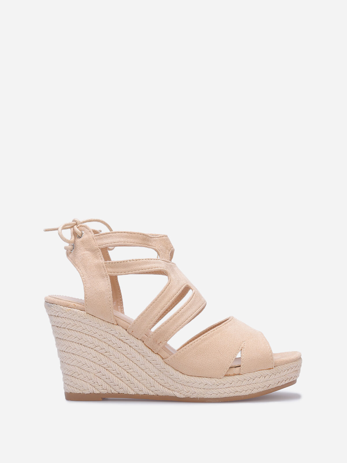 Sandales compensées à bride ajourée- Beige