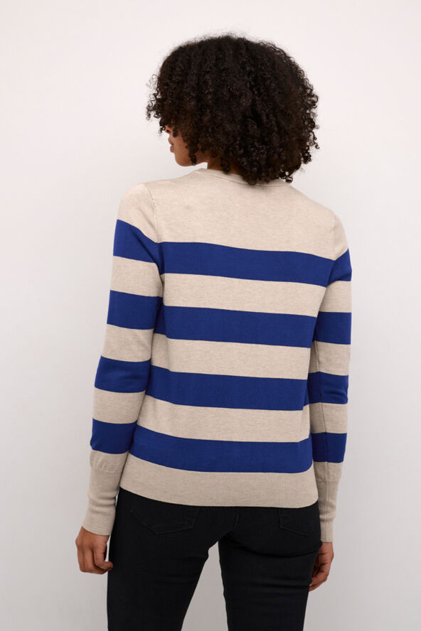 Kaffe KAlizza Striped Knit Pullover Blue/feather gray mel. stripe