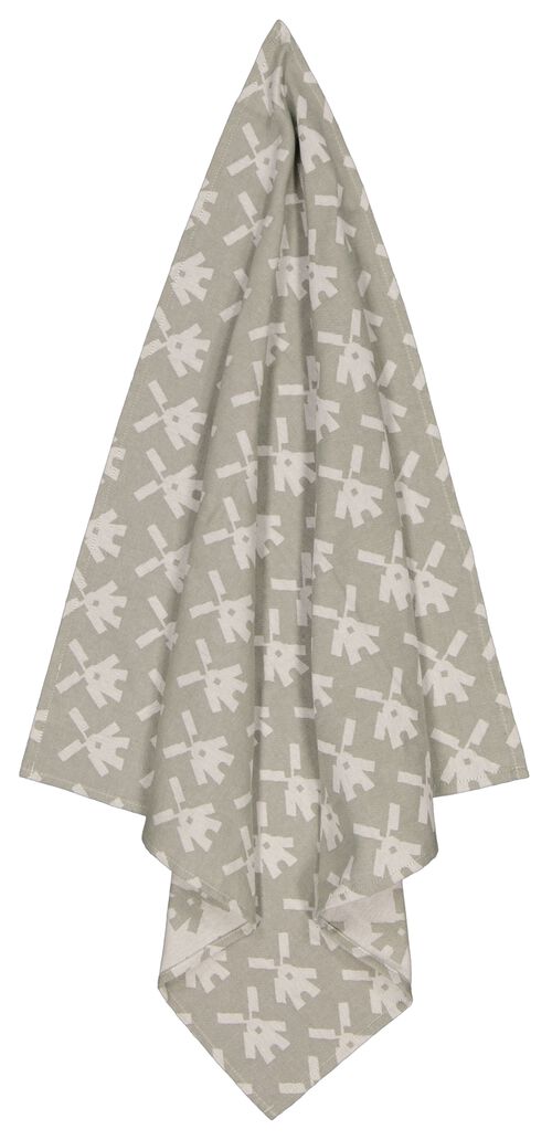 torchon 65x65 coton gris-vert moulins