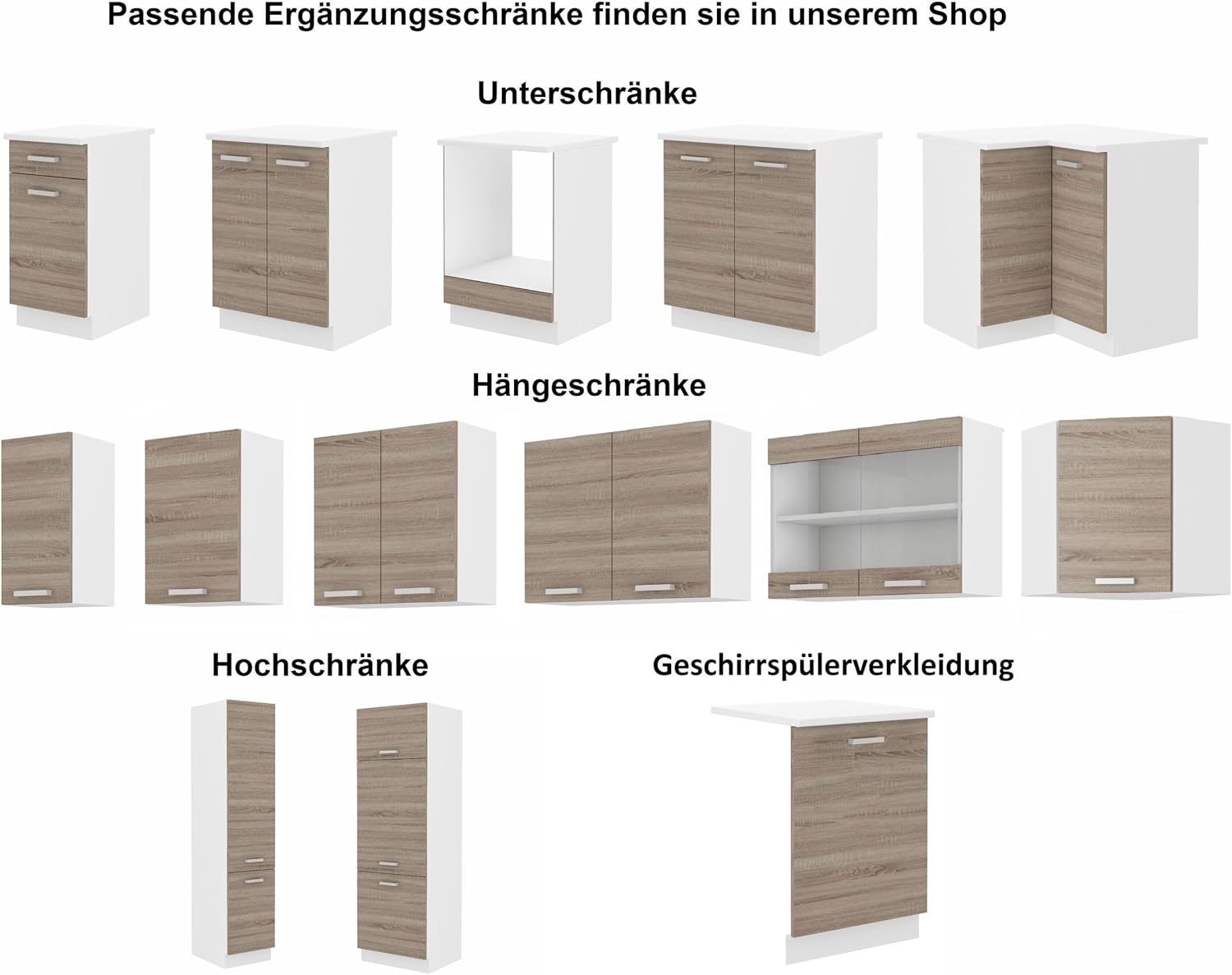 Kuechen-preisbombe Küche Dave Mini 180 cm Küchenzeile Küchenblock Singleküche Eiche Sonoma Trüffel