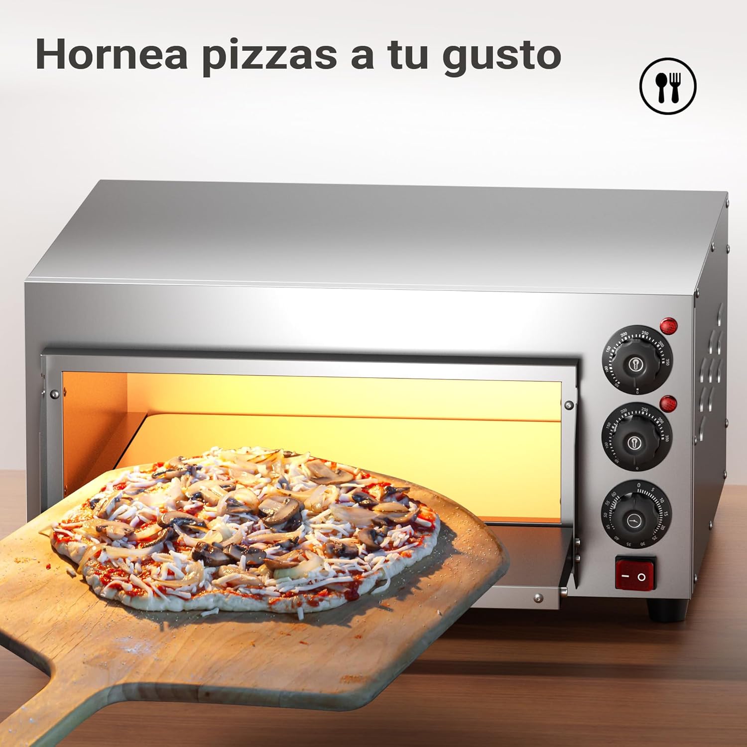 Pizza-Backofen 2000W mit Cordierit Stein für Pizza wie aus dem Steinofen Pizzaofen Backofen Gastro