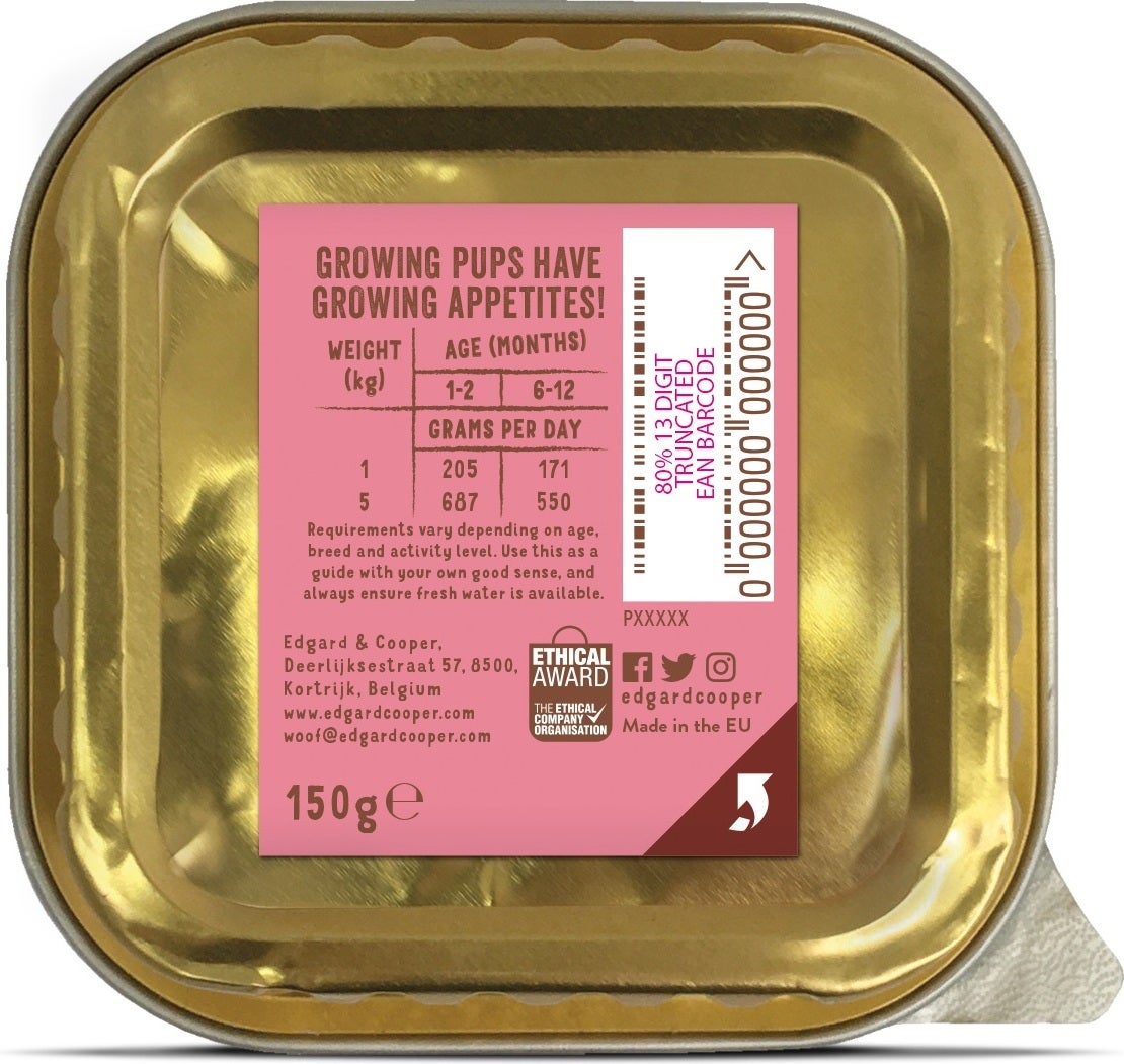 Edgard & Cooper hondenvoer eend en kip puppy 150 g