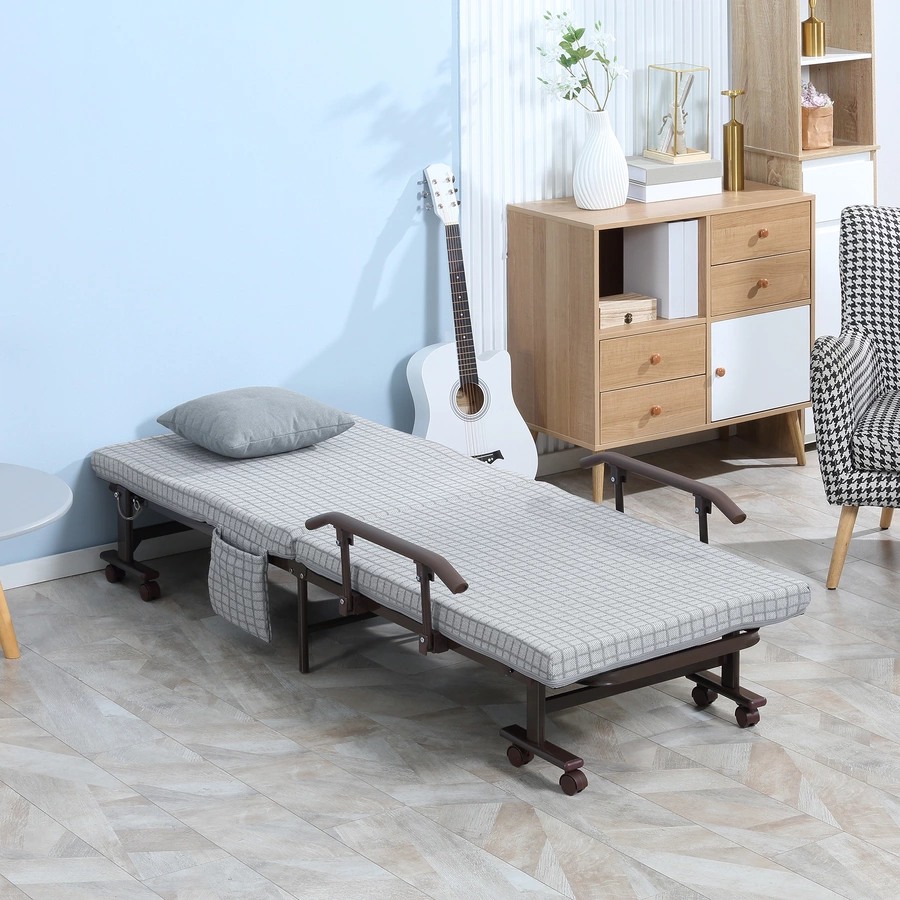 HOMCOM Klappbett mit Rollen grau