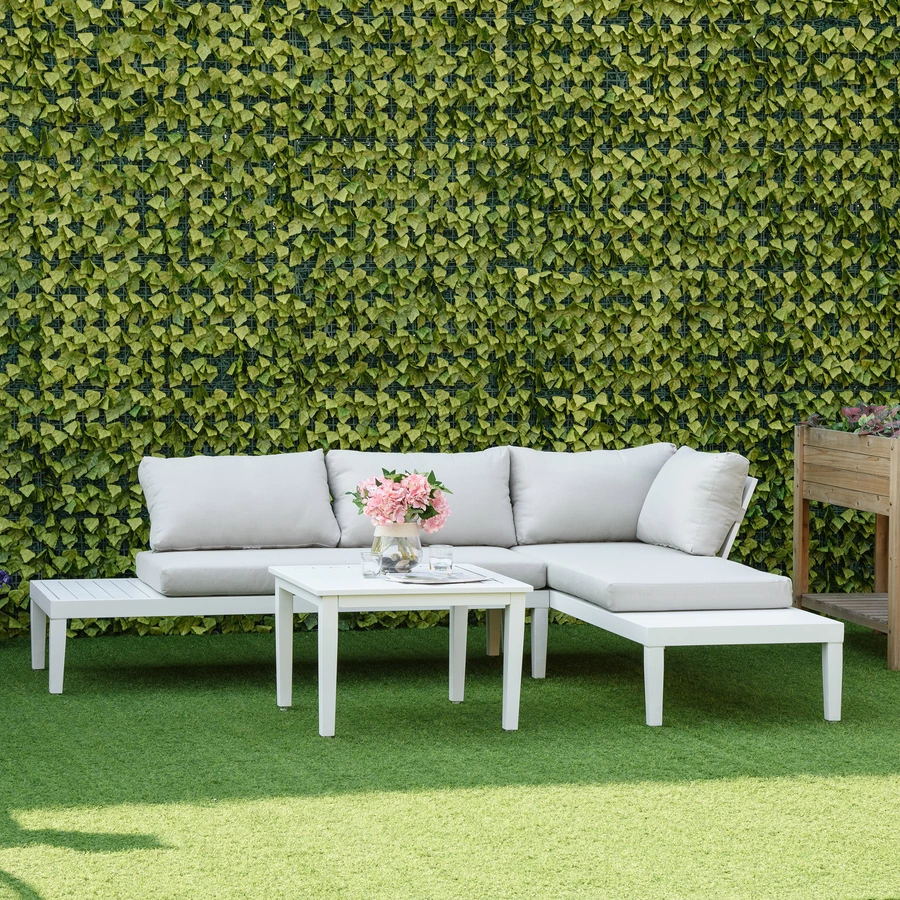 Outsunny Gartenmöbel-Set mit waschbaren Polsterkissen beige