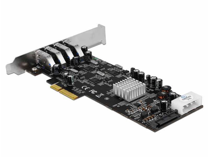 Delock PCI-Express-Karte USB 3.0 Typ-A - 4x Quad Channel Externe USB-Anschluss Karte