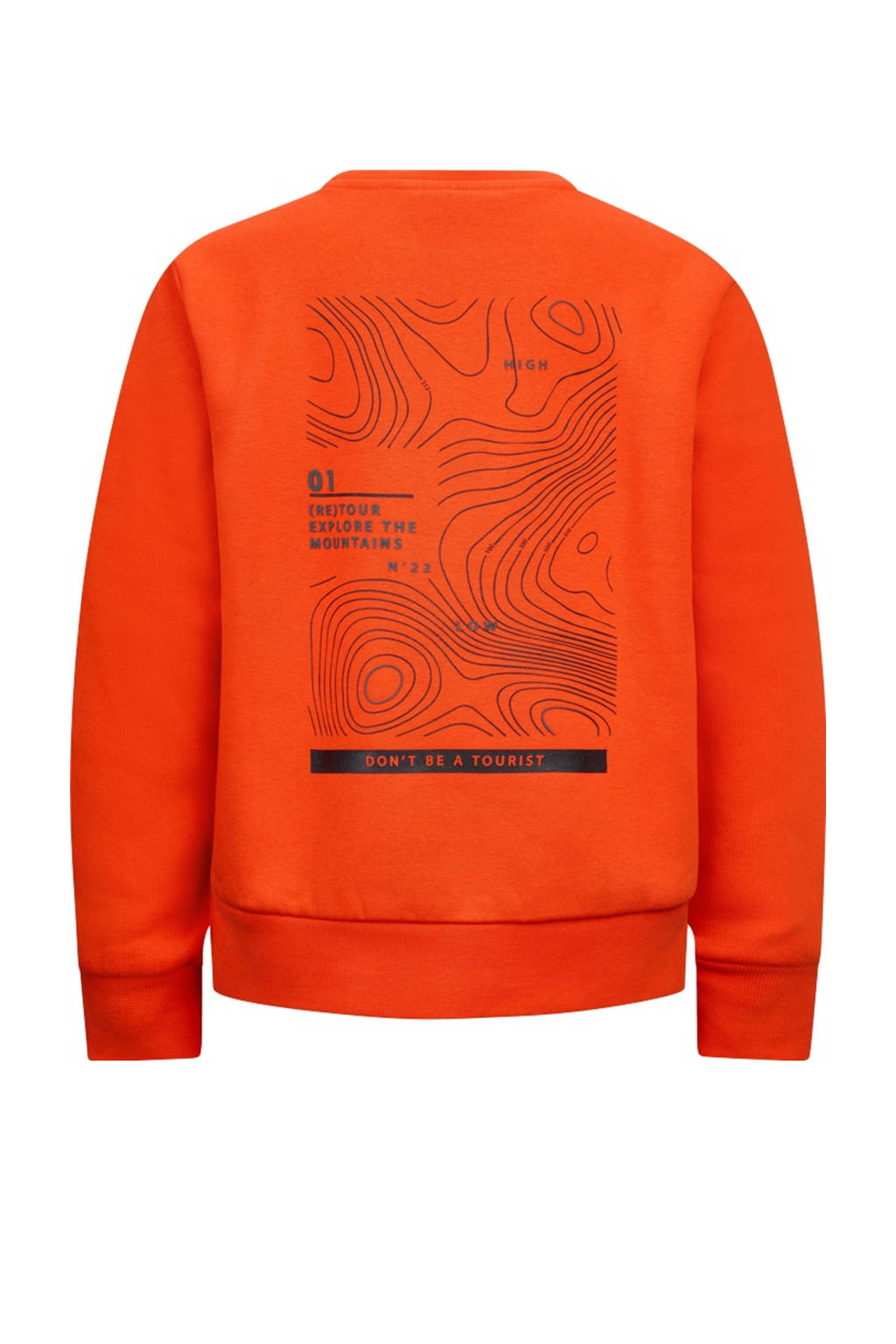 Retour Jeans sweater Hakar met backprint oranje
