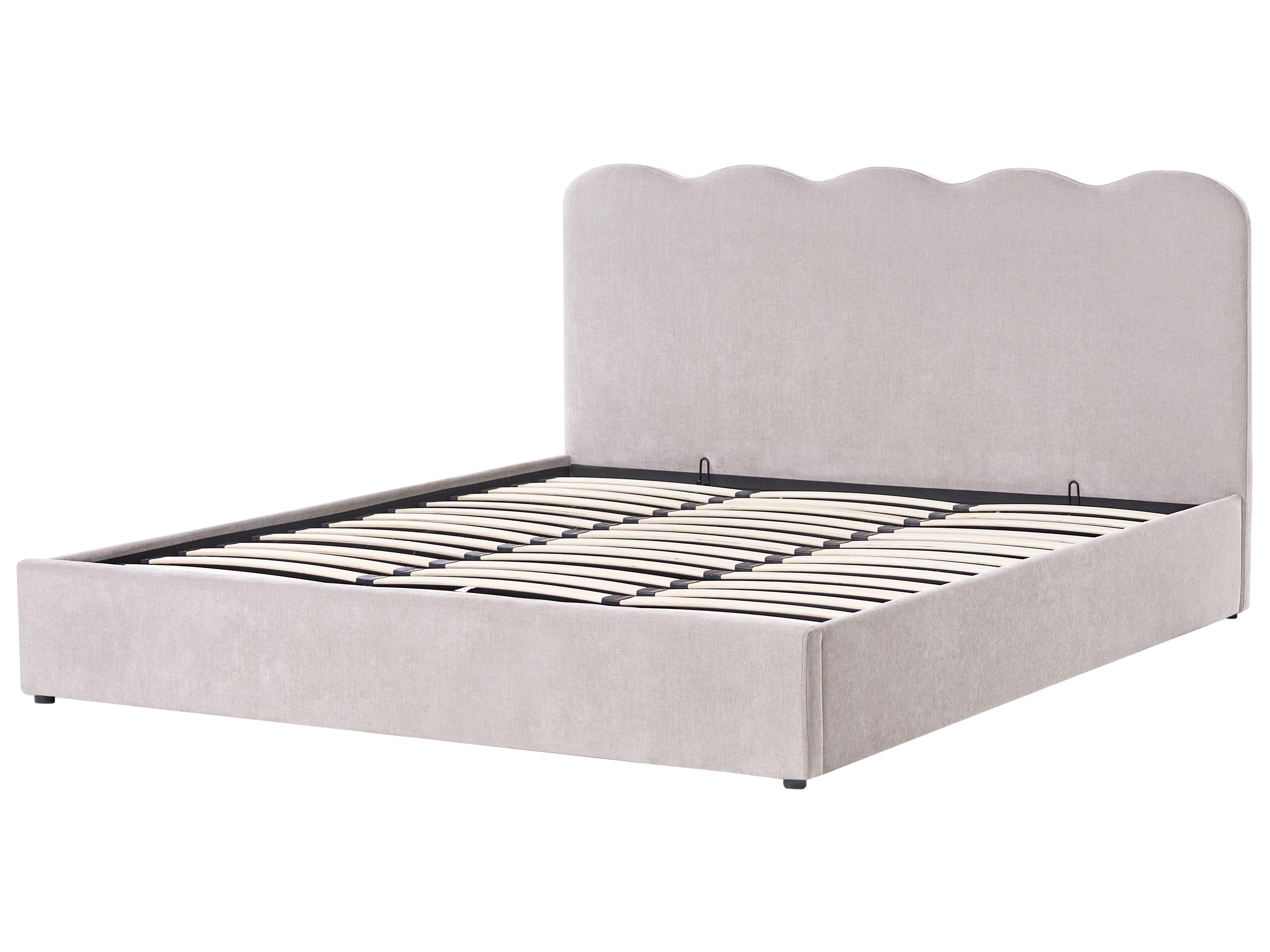 Bed met opbergruimte Chenille NANTERRE 180 x 200 cm Taupe