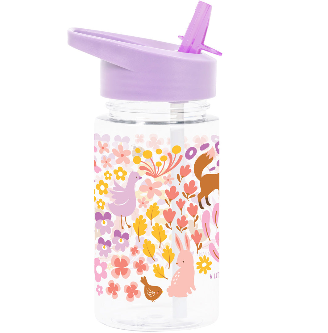 A little lovely company drinkfles met rietje - bloementuin - 450 ml