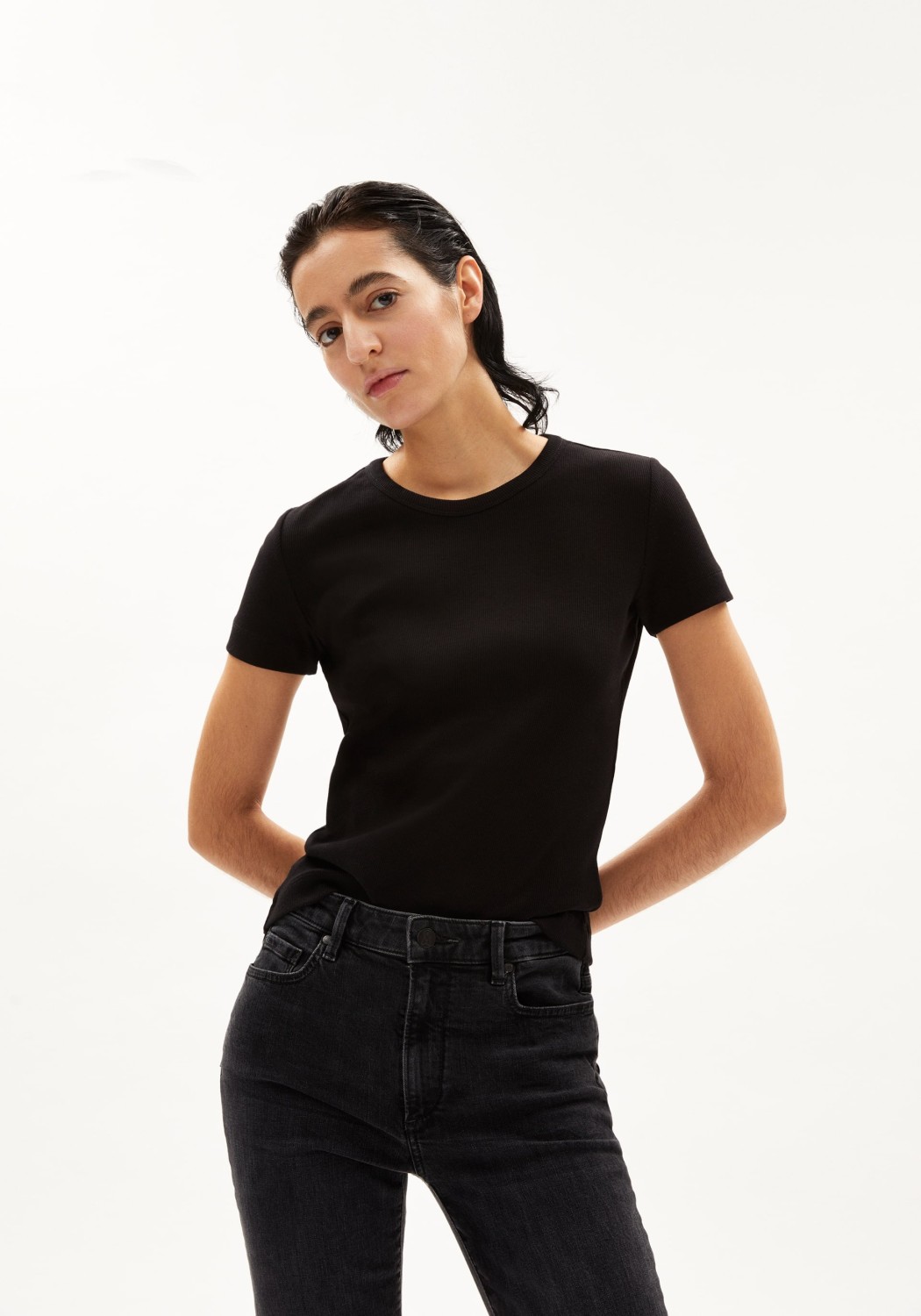 Armedangels Ripp-T-Shirt Kardaa Black