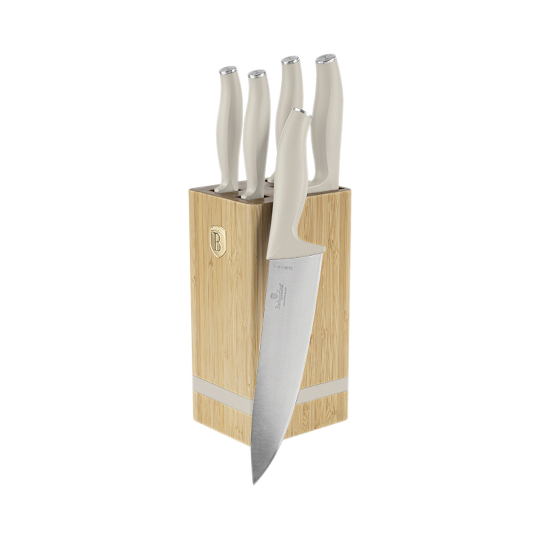 Berlinger Haus 6-teiliges Messer-Set mit Messerblock matt cream Sahara Collection