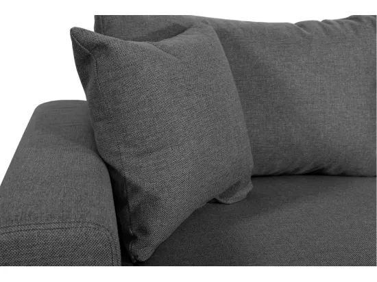 Canapé d'angle panoramique Oslo convertible avec coffres et poufs à droite - Tissu - Gris anthracite - L311 x P146 x H81cm - Loungitude