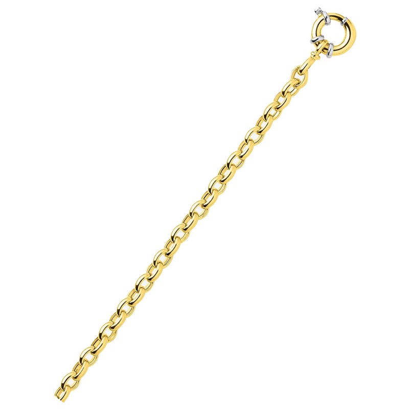 Bracelet Femme 18 cm - Jaseron ovale - Or 18 Carats - Largeur 6 mm