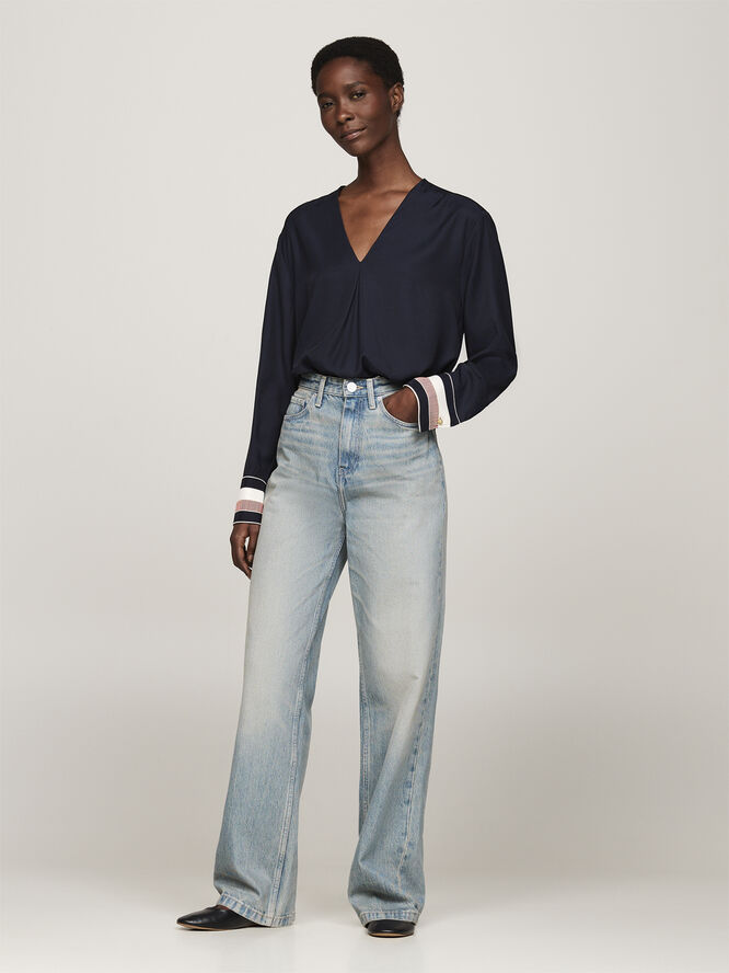 Tommy Hilfiger GLOBAL STP VISCOSE RLXD BLOUSE Desert sky