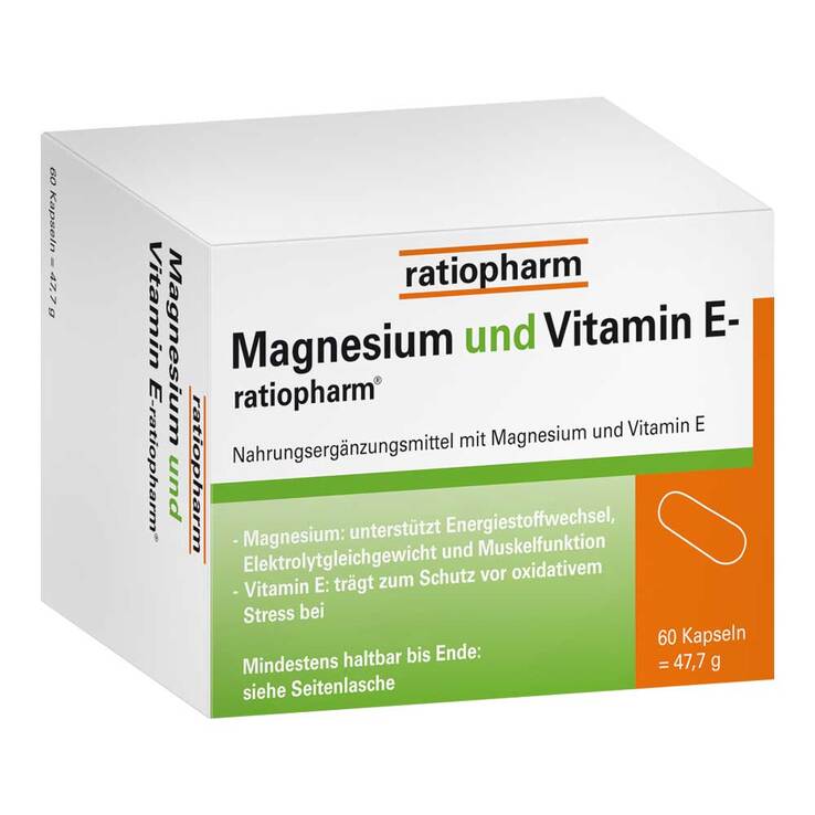 Magnesium und Vitamin E ratiopharm, 60 St