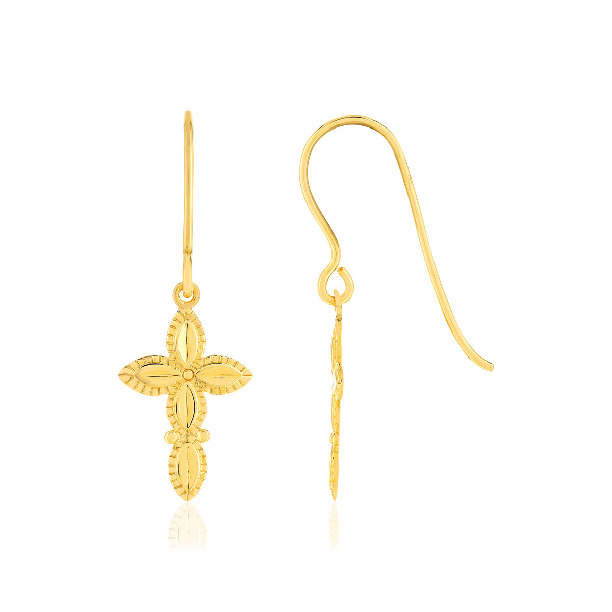 Boucles d'oreilles plaqué or croix